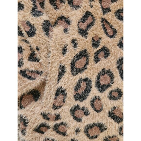 RACHEL ZOE NWT Leopard print faux fur sweater size large snaps - Picture 6 of 9